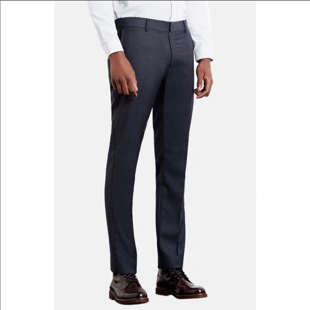Topman Skinny Fit Navy Wool Blend Pants